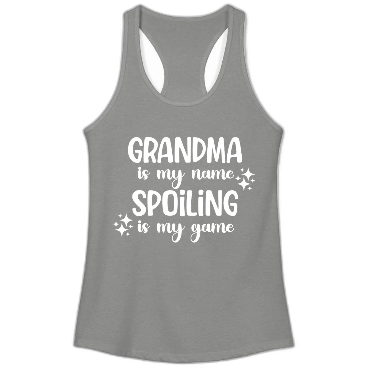 Grandma Is My Name Spoiling Is My Game Ladies Tank in Heather Grey